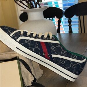 Gucci Green Textured Sneakers Tennis 1977 Edition